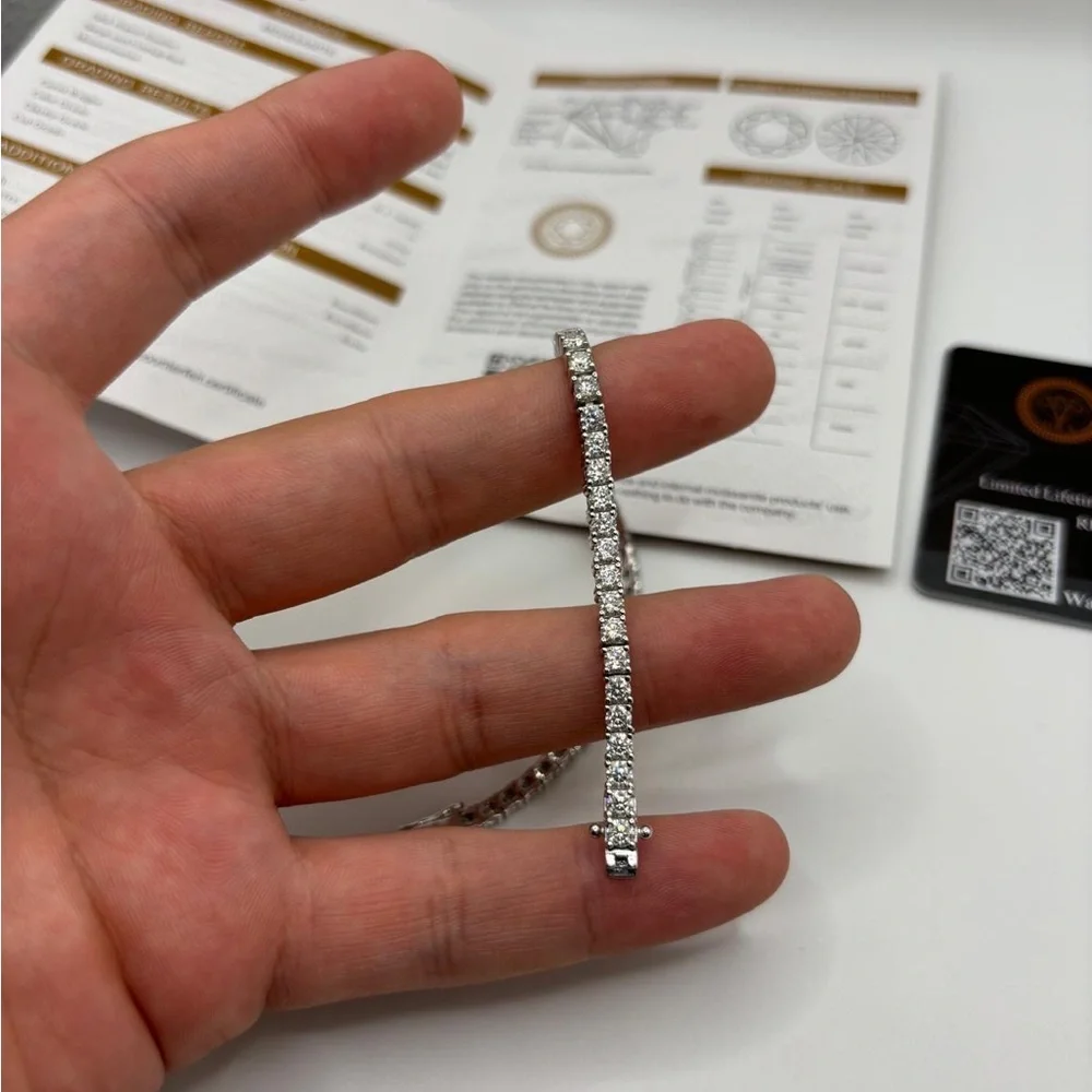 GRA Certified 3mm VVS1 Moissanite D5.50ct Tennis Bracelet 925 Sterling Silver - Picture 5 of 7